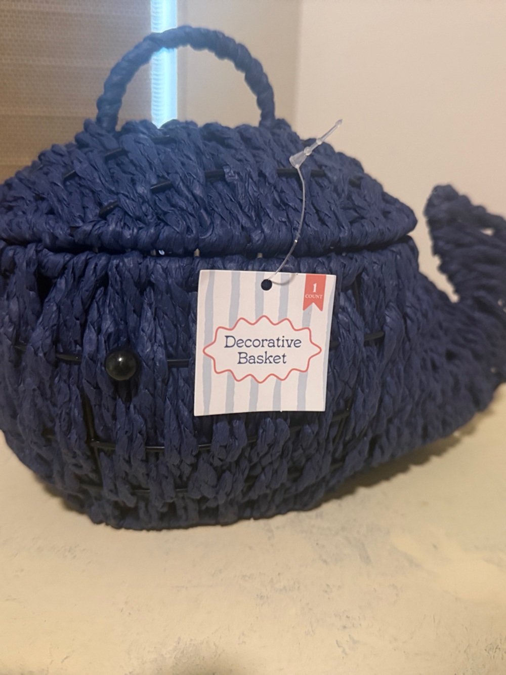 Decorative Kids Basket Whale Toy - Navy Blue
